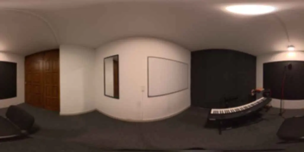 Instalaciones de Classicstone Music Center en Bogotá: salón de canto en recorrido 360°